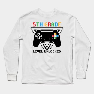 5th Grade Level Unlocked First Day of School Video Gamer Long Sleeve T-Shirt